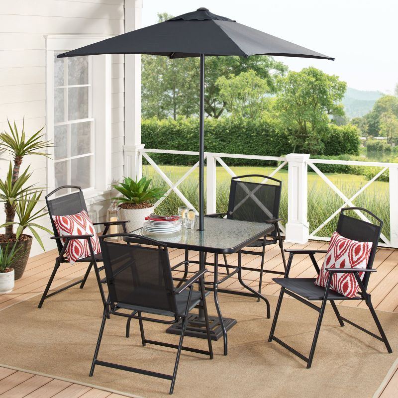 Mainstays Albany Lane 6-Piece Outdoor Patio Dining Set-Black