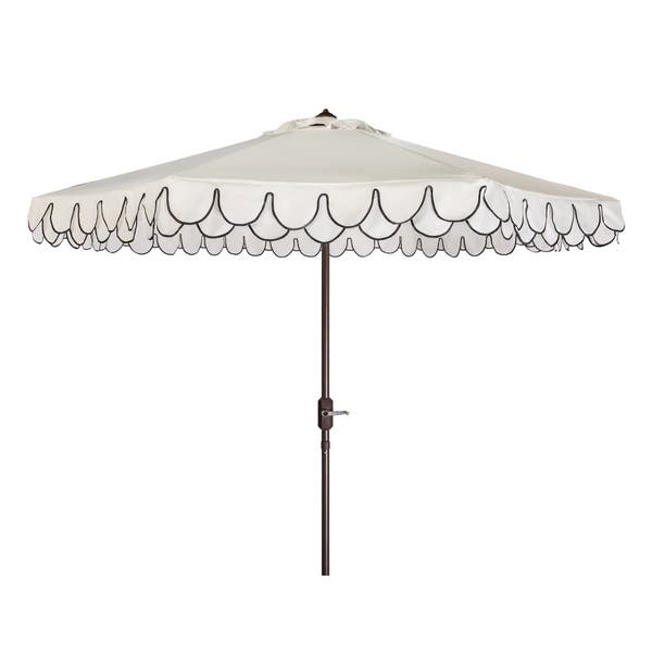 SAFAVIEH Elegant White/ Black Valance 9-foot Umbrella