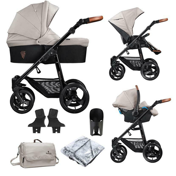 Venicci Gusto 3 in 1 Travel System With Matching Accessories - Cream