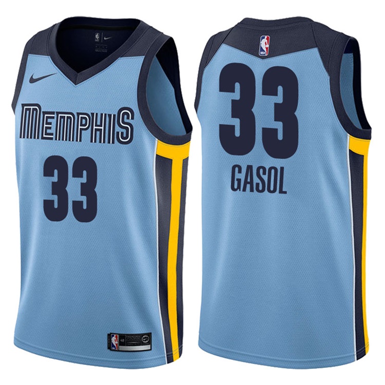 Men's 2017-18 Marc Gasol Grizzlies #33 Blue Jersey