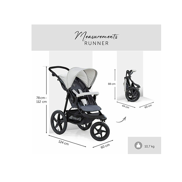 Hauck Runner 3 Wheel Pushchair - Silver / Grey