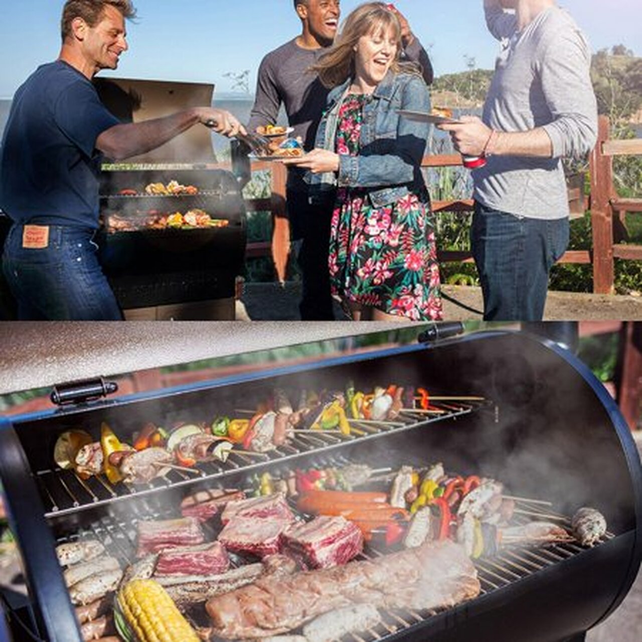 Z GRILLS ZPG-550B 590 sq. in. Wood Pellet Grill and Smoker 7-in-1 BBQ Black