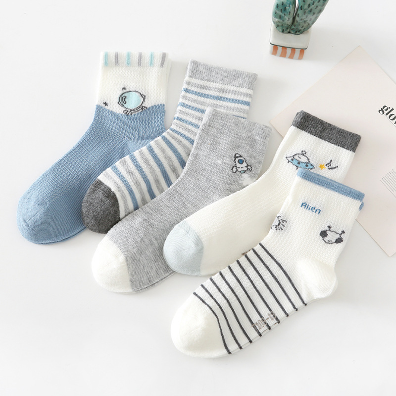 七巧板袜子儿童夏季薄款网眼袜透气春秋中筒男女童婴儿宝宝袜批发