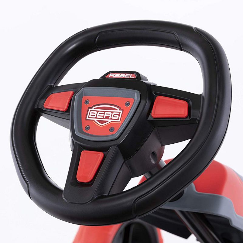 BERG Reppy Rebel Kids Pedal Go Kart Ride On Toy with Axle Steering with Bucket Seat and Steering Wheel, Red and Gray