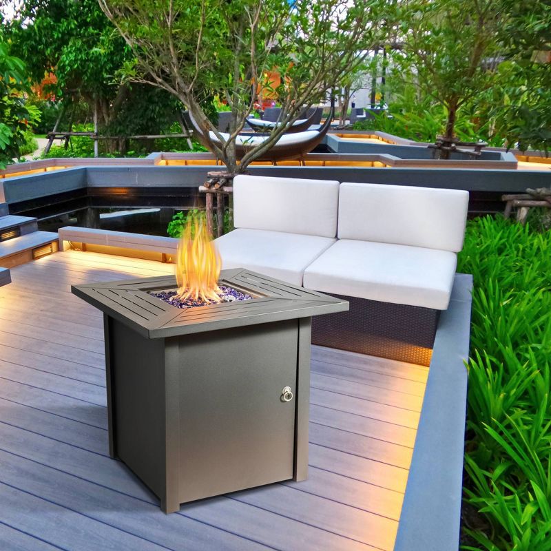 Oasis 30″ Square Steel Propane Gas Fire Pit – Teamson Home