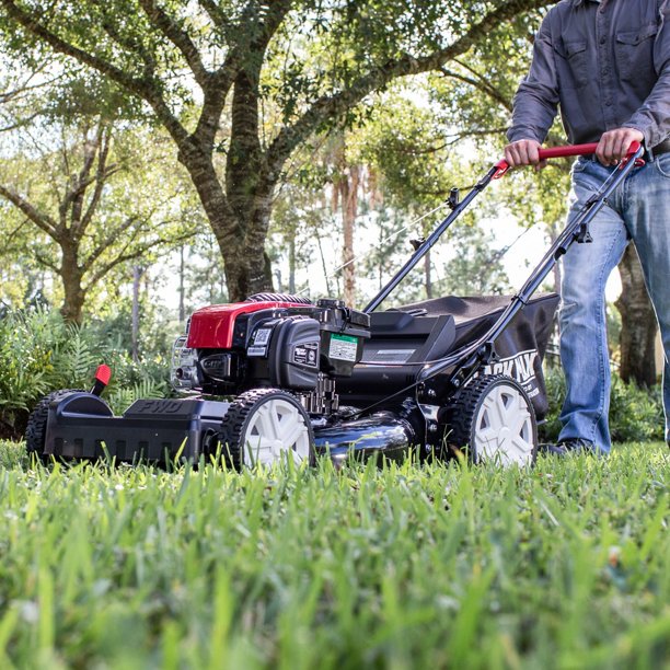 Black Max 22-inch 150cc Self Propelled Gas Mower with High Rear Wheels
