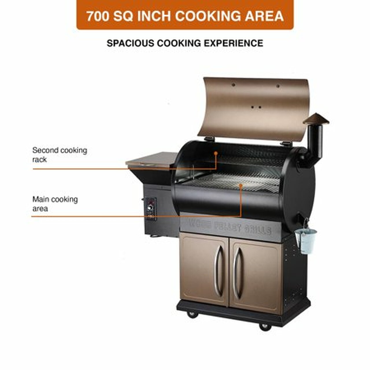 Z GRILLS ZPG-700D 694 sq. in. Wood Pellet Grill and Smoker 8-in-1 BBQ Bronze