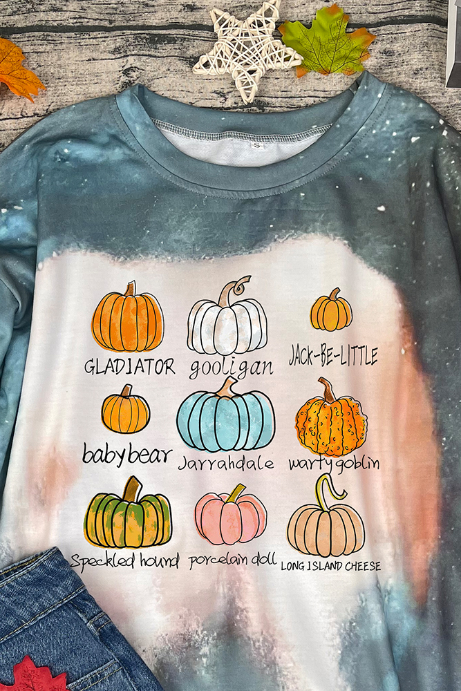 Halloween Print Bleached Tie Dye O-neck Sweatshirt Women UNISHE Wholesale