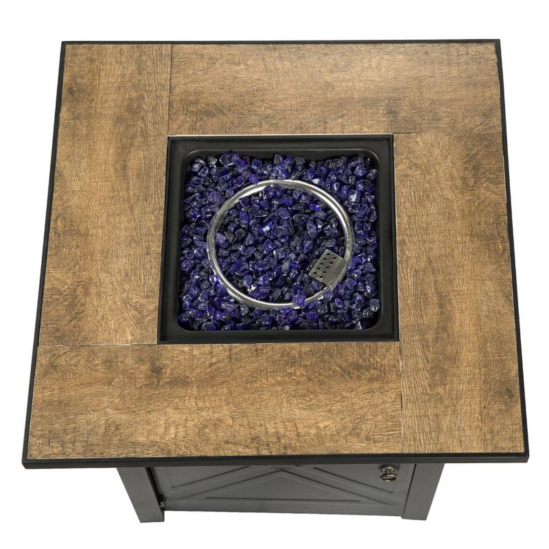 Farmhouse 27″ Square Steel Ceramic Propane Gas Fire Pit Table – Teamson Home