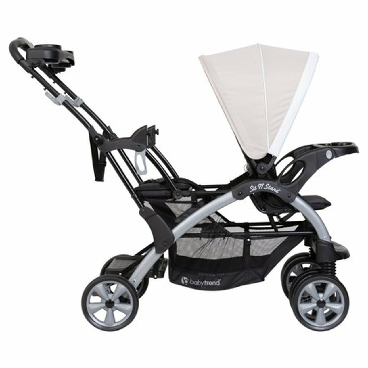 Baby Trend Sit N Stand Travel Compact Toddler Baby Double Stroller, Modern Khaki