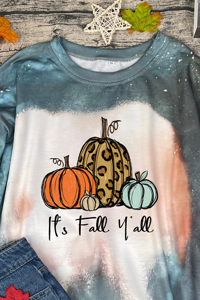 Halloween Print Bleached Tie Dye O-neck Sweatshirt Women UNISHE Wholesale