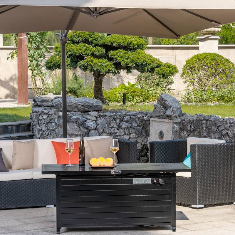 Rectangle Aluminum Fire Pit Table Hammered Black – Legacy Heating