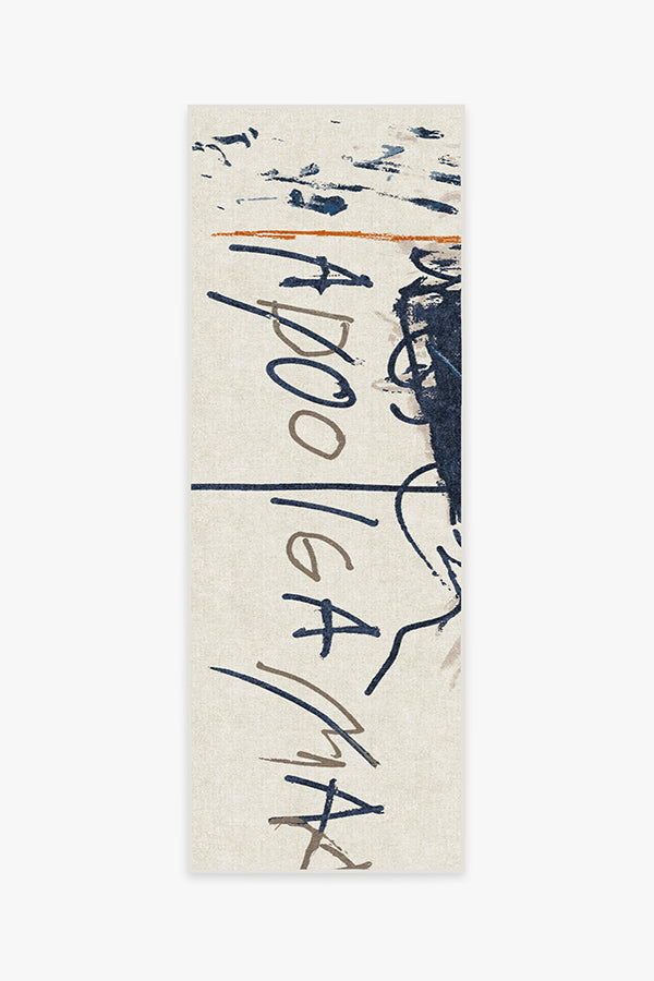 Jean-Michel Basquiat Apologia Ivory & Blue Rug