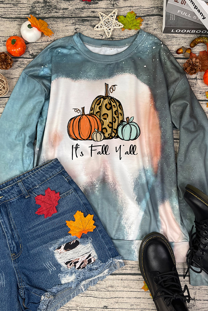 Halloween Print Bleached Tie Dye O-neck Sweatshirt Women UNISHE Wholesale