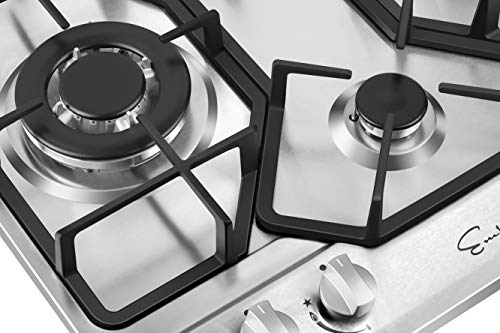 Empava 24 Inch Gas Cooktop Professional 4 Italy Sabaf Burners Stove Top Certified with Thermocouple Protection in Stainless Steel, Silver