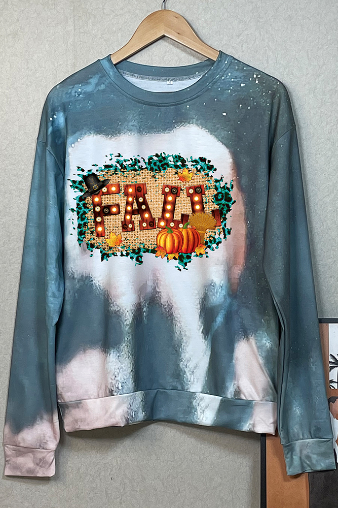 Halloween Print Bleached Tie Dye O-neck Sweatshirt Women UNISHE Wholesale