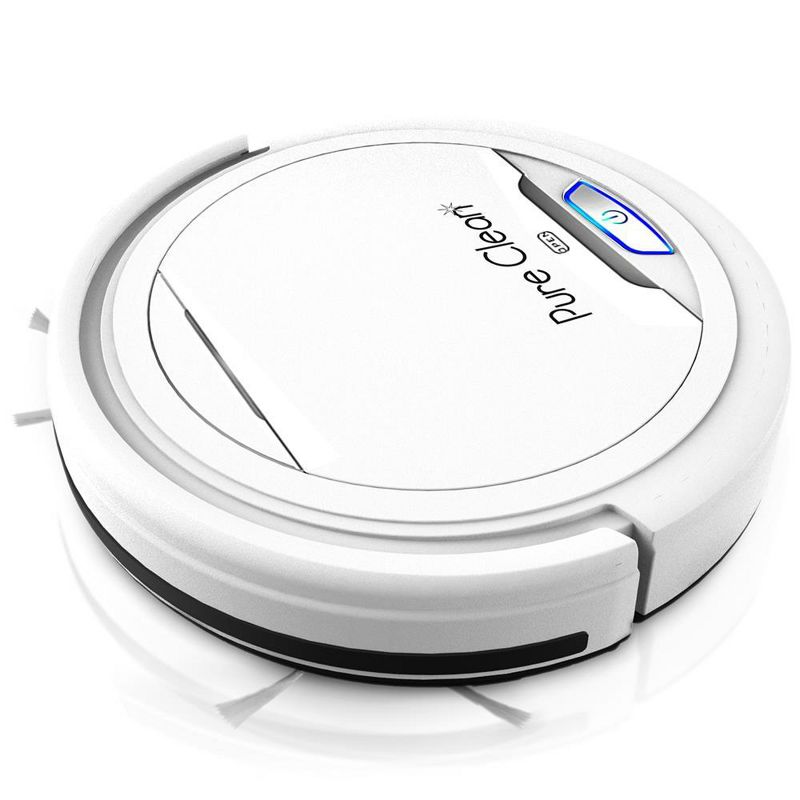 Pyle PUCRC25 PureClean Smart Automatic Robot Vacuum Compact Powerful Home Cleaning System for All Indoor Floor Surfaces, White (2 Pack)