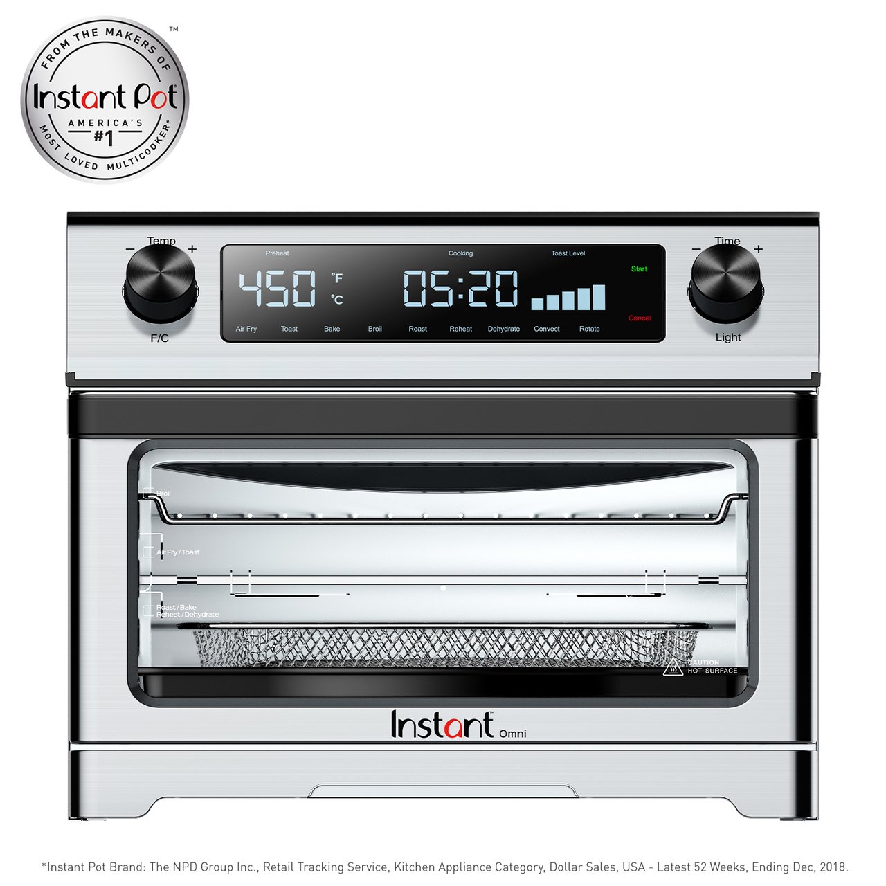 Instant Pot, Omni 9-In-1 Toaster Oven with Air Fry, Dehydrate, Toast, Roast, Bake, Broil, and Reheat