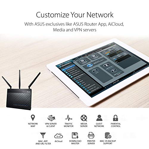 ASUS AC1900 WiFi Gaming Router (RT-AC68U) - Dual Band Gigabit Wireless Internet Router, Gaming & Streaming, AiMesh Compatible, Included Lifetime Internet Security, Adaptive QoS, Parental Control