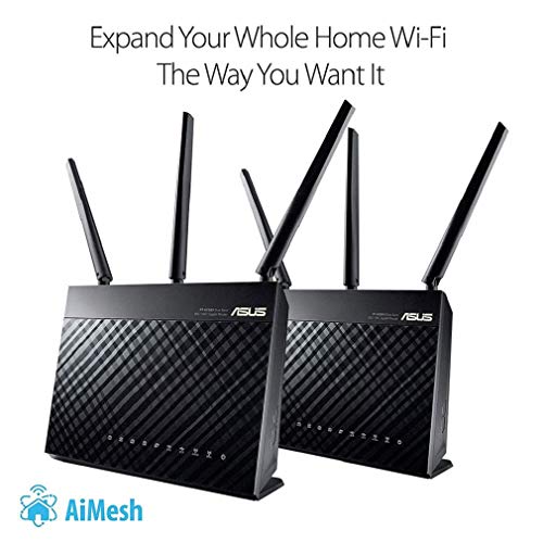 ASUS AC1900 WiFi Gaming Router (RT-AC68U) - Dual Band Gigabit Wireless Internet Router, Gaming & Streaming, AiMesh Compatible, Included Lifetime Internet Security, Adaptive QoS, Parental Control