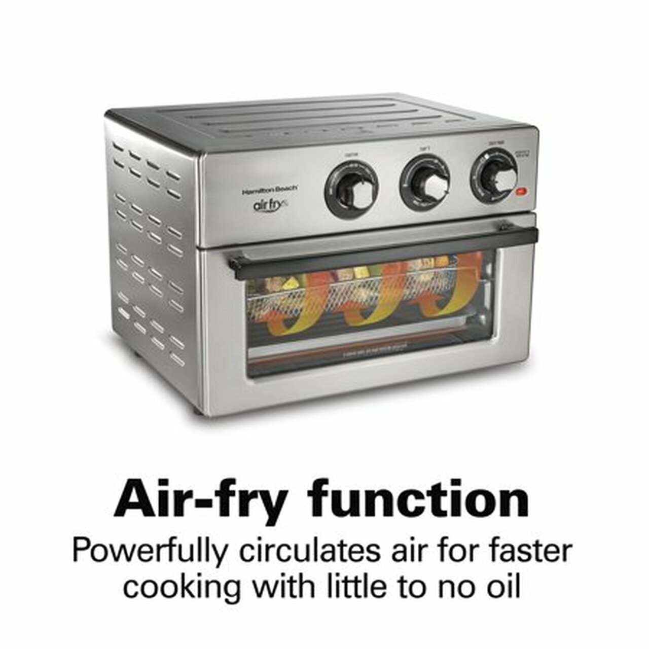 Hamilton Beach Air Fryer Countertop Toaster Oven, 6 Cooking Functions, Classic Silver Finish, 31225