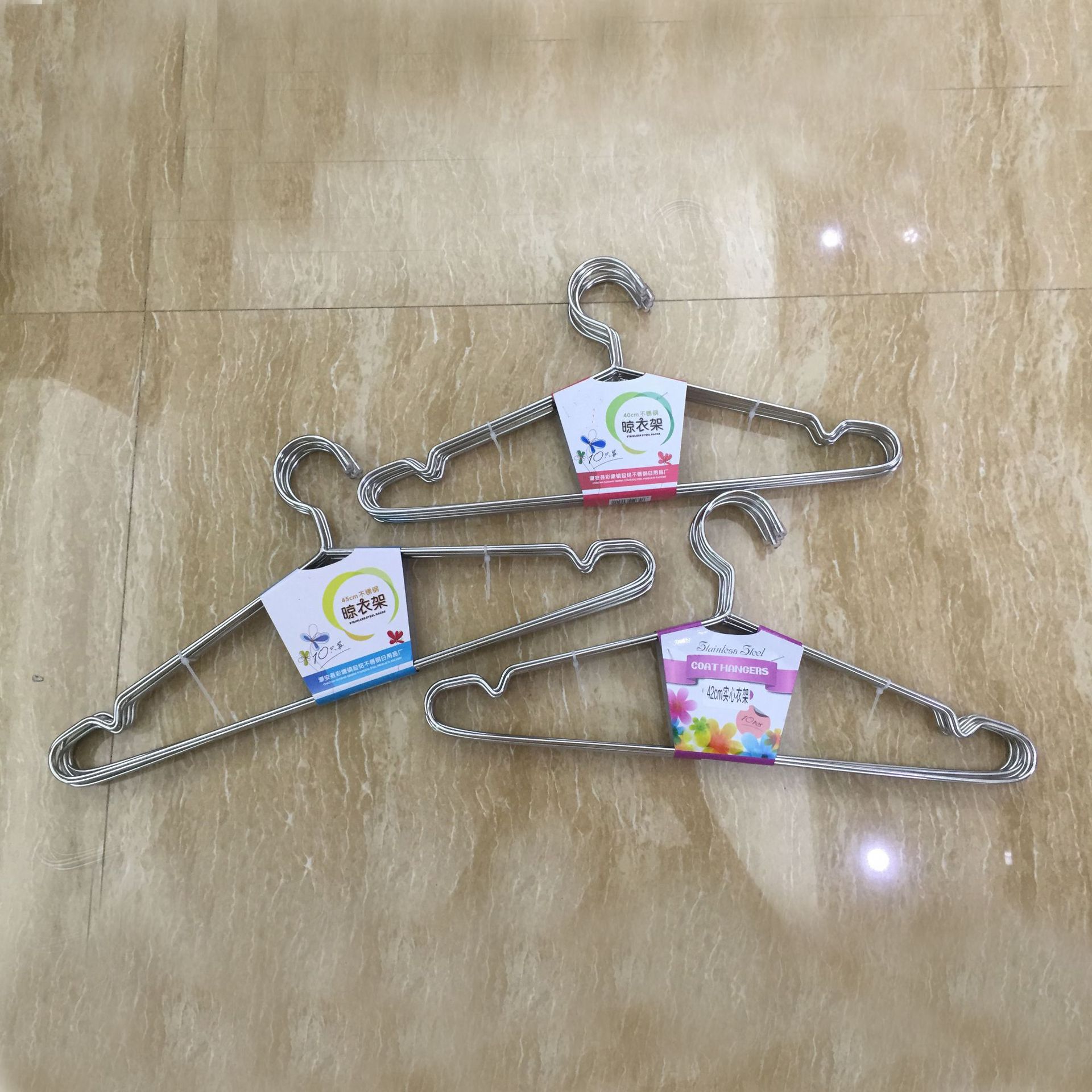 304不锈钢实心衣架子批发儿童衣架家用衣撑衣挂金属衣服架