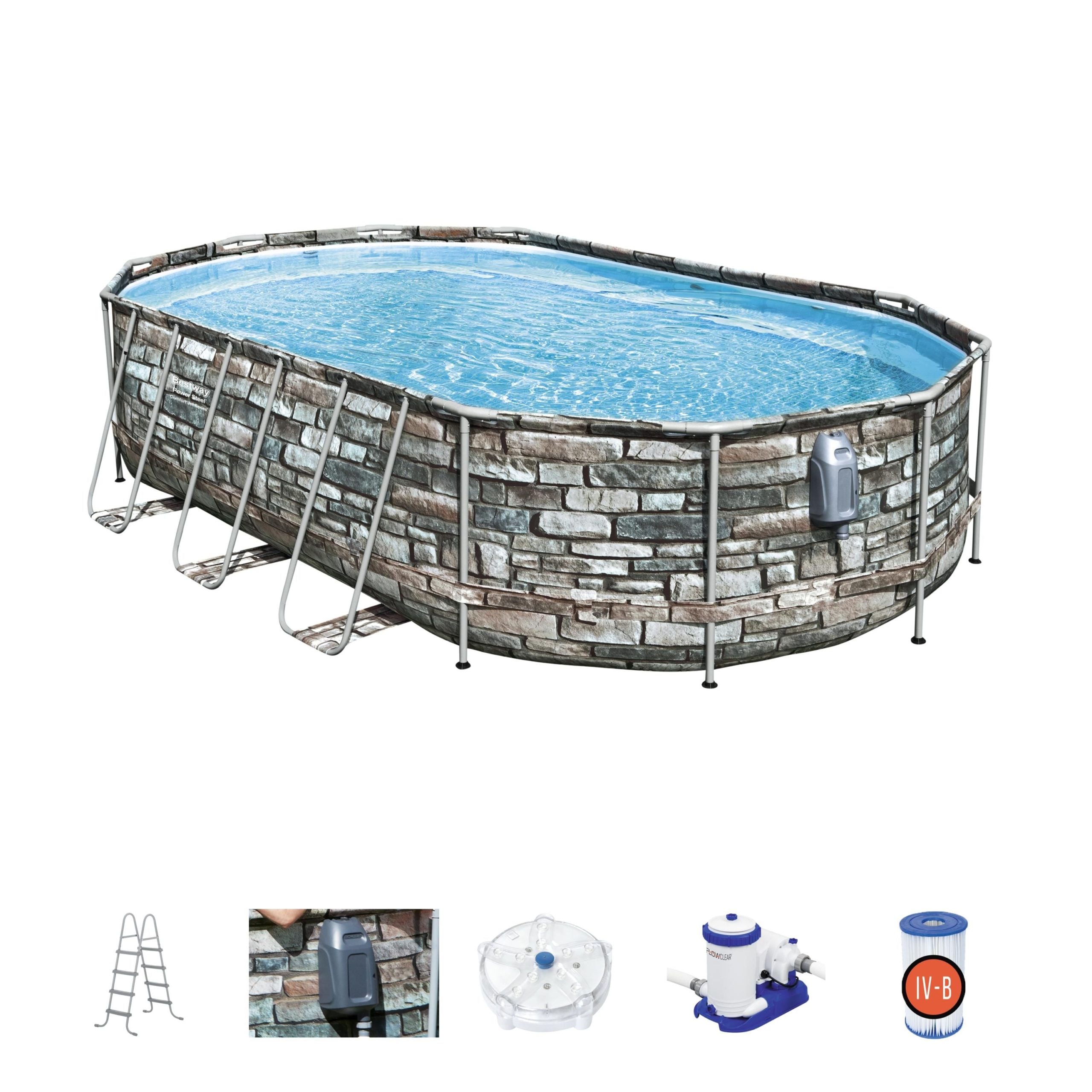 Bestway-Power Steel Comfort Jet Series 20' x 12' x 48″ Above Ground Pool Set