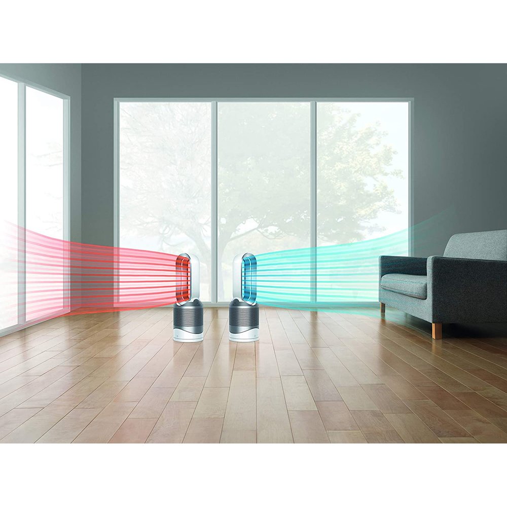 Dyson Pure Hot + Cool, HP01 HEPA Air Purifier, Space Heater Fan, For Large Rooms, Removes Allergens, Pollutants, Dust, Mold, VOCs, White/Silver