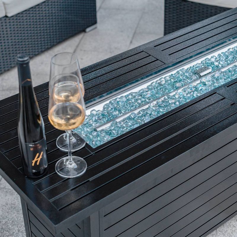 Rectangle Aluminum Fire Pit Table Hammered Black – Legacy Heating