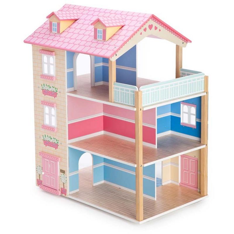 HearthSong Imagine My Place Dollhouse with Turntable and 35-Piece Dollhouse Furniture Set