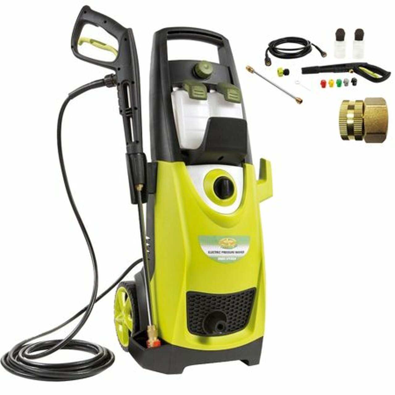 Sun Joe SPX3000 Pressure Joe 2030 PSI Electric Pressure Washer Accessory Bundle includes Pressure Washer, Quick-Spray Tip and Brass Connector