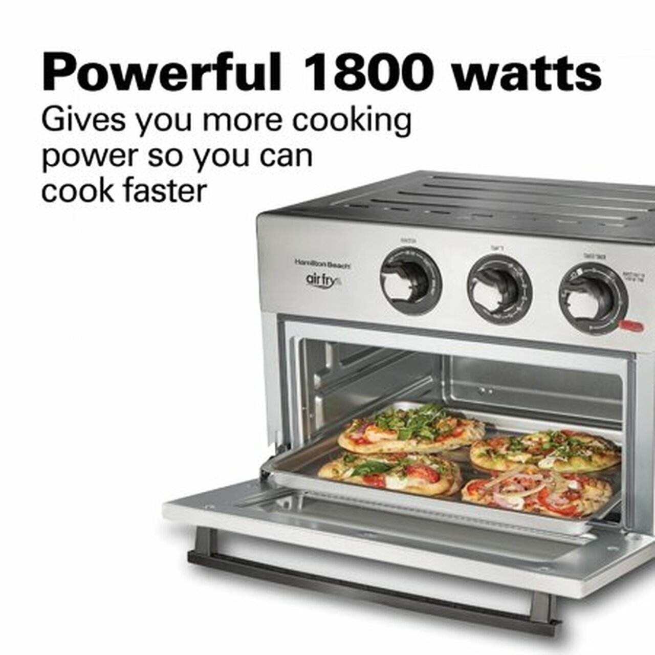 Hamilton Beach Air Fryer Countertop Toaster Oven, 6 Cooking Functions, Classic Silver Finish, 31225
