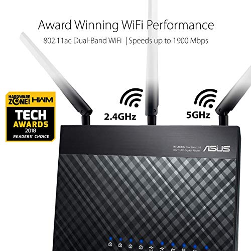 ASUS AC1900 WiFi Gaming Router (RT-AC68U) - Dual Band Gigabit Wireless Internet Router, Gaming & Streaming, AiMesh Compatible, Included Lifetime Internet Security, Adaptive QoS, Parental Control