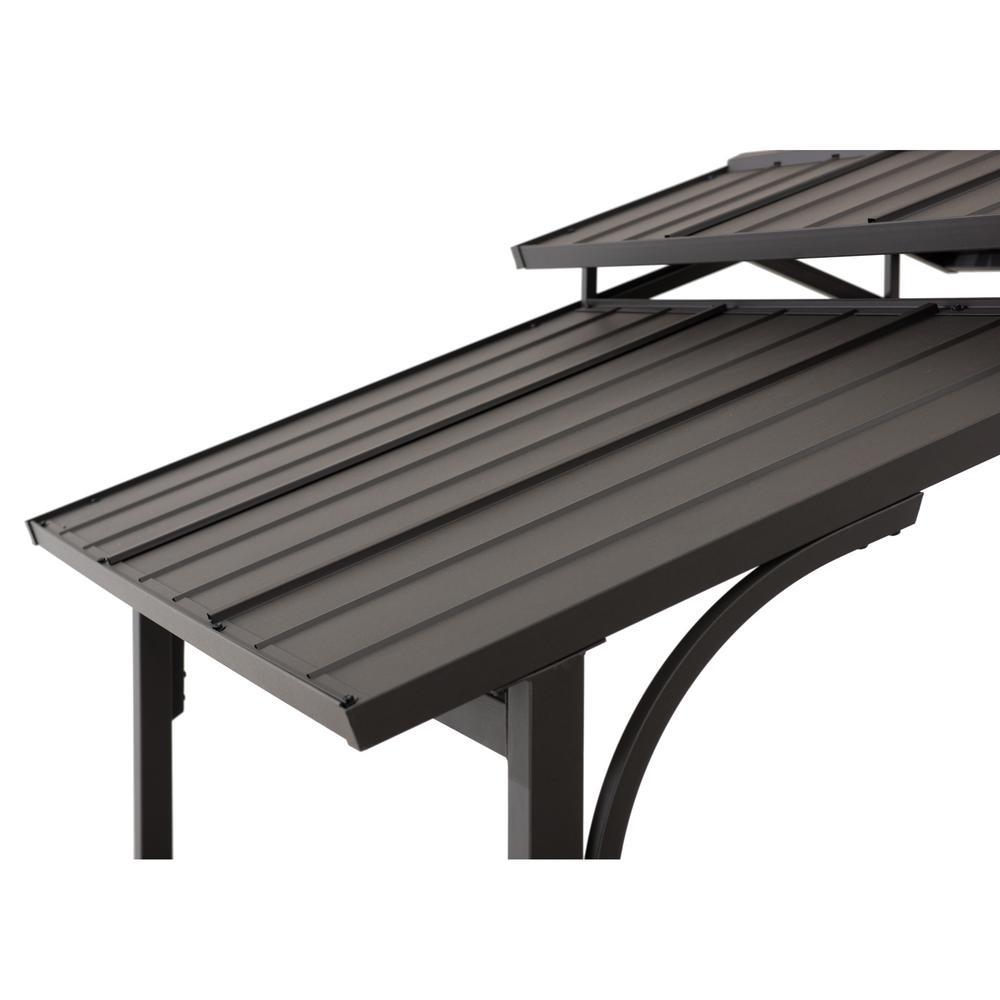 Sunjoy 5 ft. x 8 ft. Brown Steel 2-Tier Grill Gazebo Hardtop with Hook and Shelves