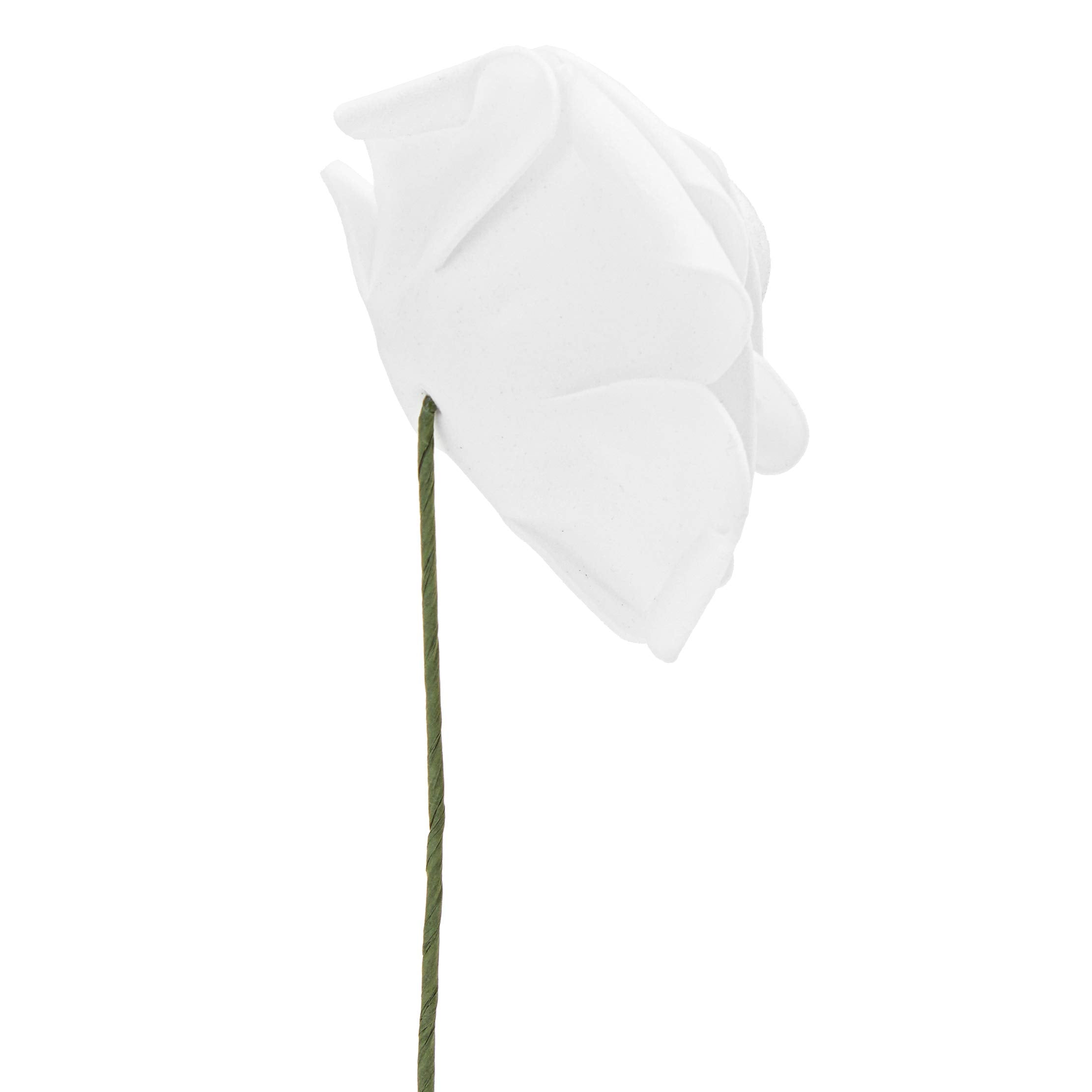 Bright Creations White 3-Inch Artificial Rose Flower Heads with Stems (60 Pack)