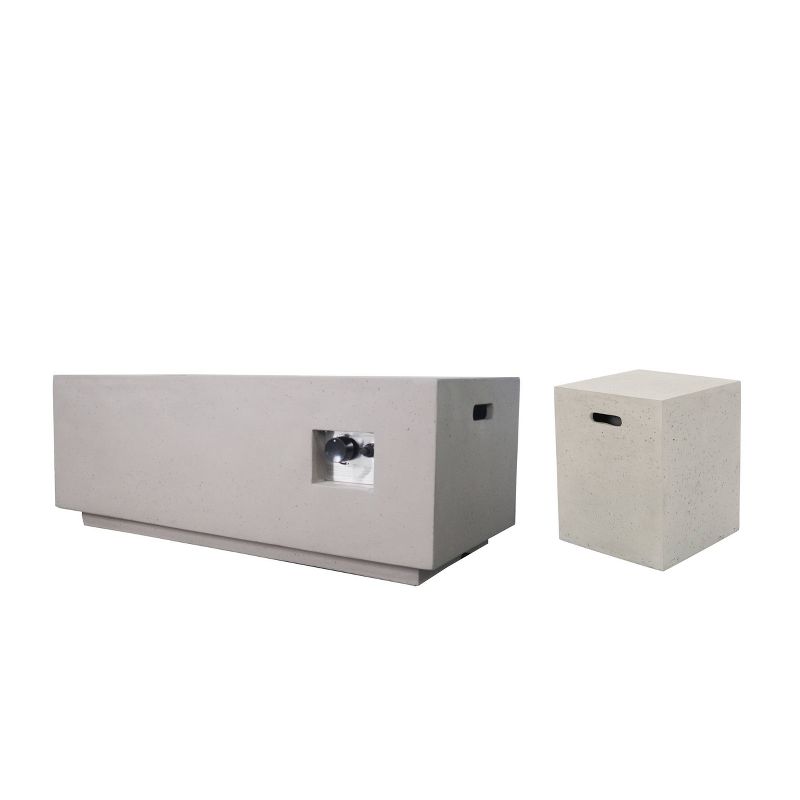 Aidan Rectangle 40″ Lightweight Concrete Gas Fire Pit – Light Gray – Christopher Knight Home
