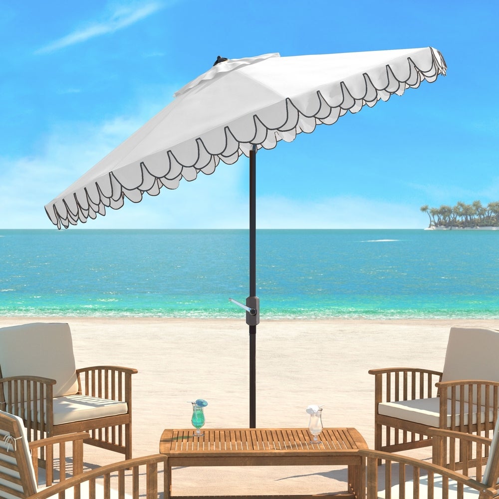 SAFAVIEH Elegant White/ Black Valance 9-foot Umbrella