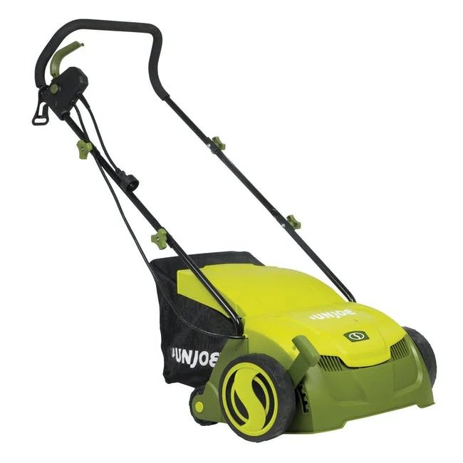 The AJ801E Electric Lawn Dethatcher w/ Collection Bag 13 inch, 12 Amp, Scarifier