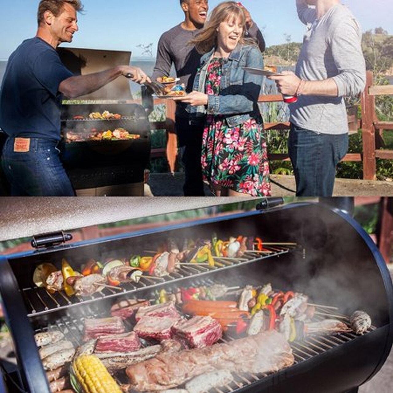 Z GRILLS ZPG-700D 694 sq. in. Wood Pellet Grill and Smoker 8-in-1 BBQ Bronze
