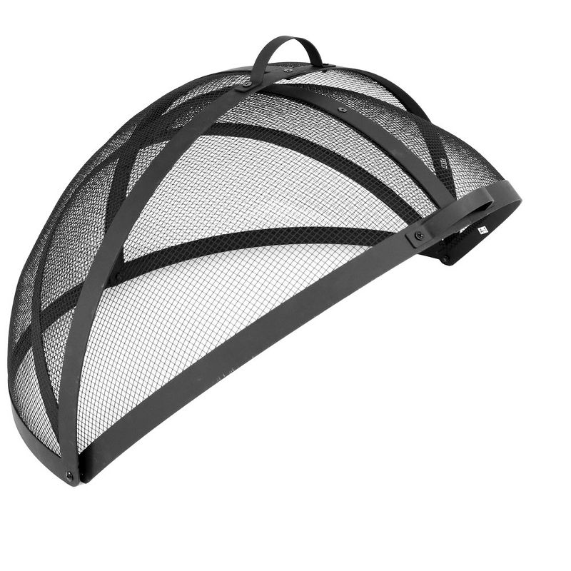 Sunnydaze Outdoor Heavy-Duty Steel Mesh Round Easy-Opening Camp Fire Pit Spark Screen Lid with Hinged Door – 36″ – Black