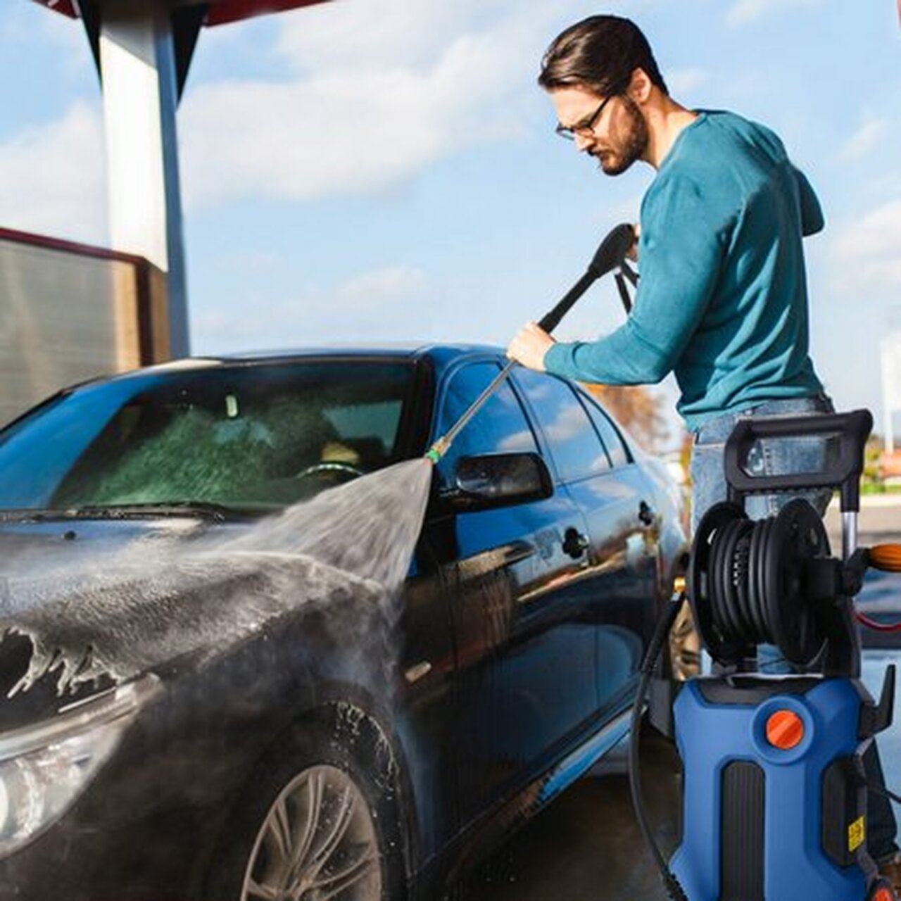 3800PSI Pressure Washer 3.0GPM 2000W High Electric Power Washer Cleaner Machine with 4 Nozzles Foam Cannon Blue