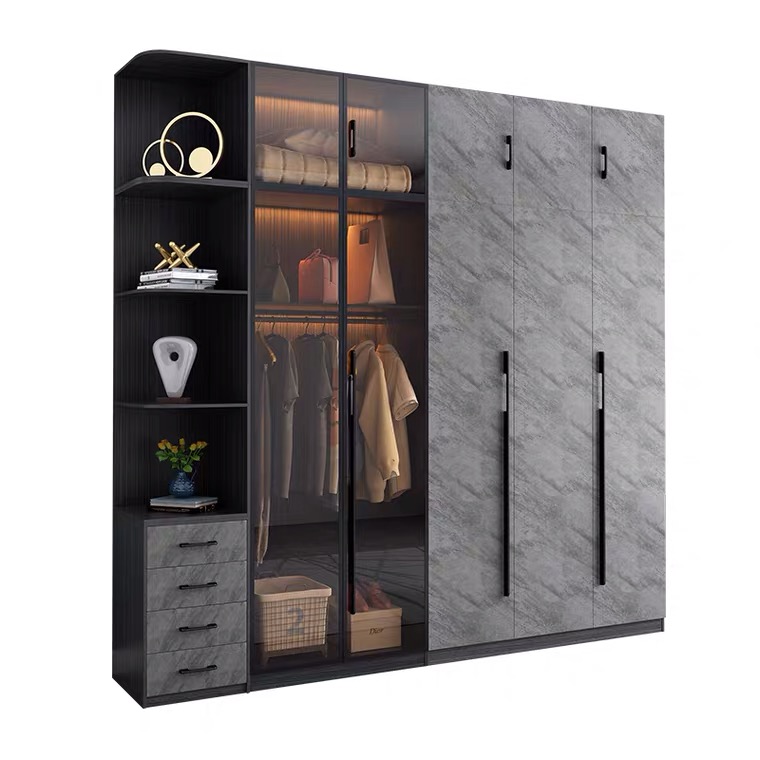 Hot Sale Wardrobe Bedroom Furniture Wooden Wardrobes Storage Glass Wardrobe(UL-21LV0626)
