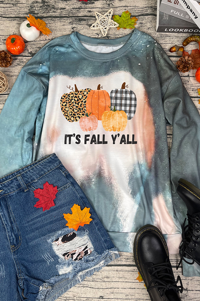 Halloween Print Bleached Tie Dye O-neck Sweatshirt Women UNISHE Wholesale