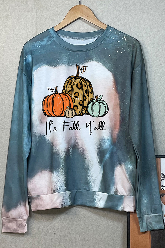 Halloween Print Bleached Tie Dye O-neck Sweatshirt Women UNISHE Wholesale