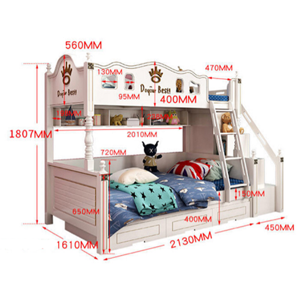 High and low bed bunk wooden bed multifunctional combination children's bed double-layer two-layer bunk bed
