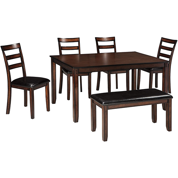 Signature Design by Ashley Bennox Dining Room Set, Includes Table, 4 Chairs & Bench